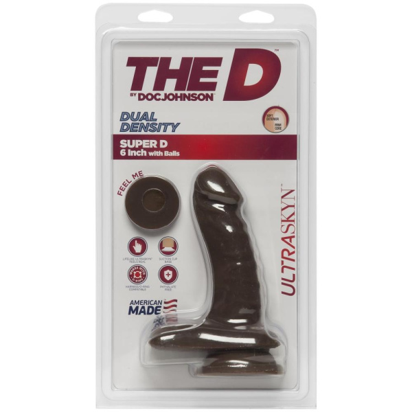 купить Фаллоимитатор Doc Johnson The D - Super D - 6 Inch With Balls - ULTRASKYN - Chocolate, диаметр 3,8см