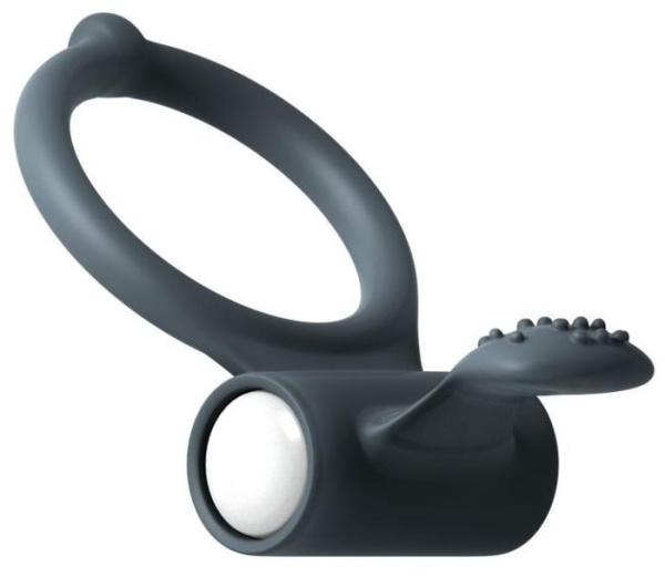 купить Эрекционное кольцо Dorcel Power Clit Black V2 с вибрацией, с язычком со щеточкой