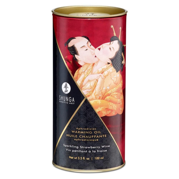 купить Разогревающее масло Shunga Aphrodisiac Warming Oil - Sparkling Strawberry Wine (100 мл) без сахара