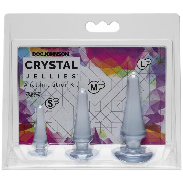 купить Набор анальных пробок Doc Johnson Crystal Jellies Anal - Clear, макс. диаметр 2см - 3см - 4см