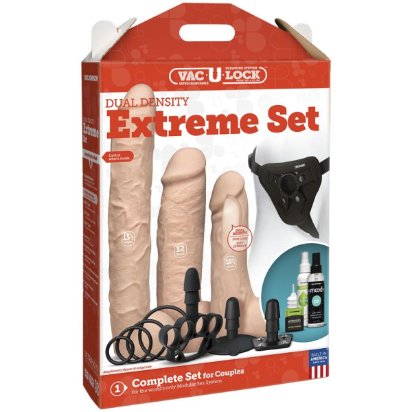 купити Набір для страпона Doc Johnson Vac-U-Lock Dual Density Extreme Set, діаметр: 7,72 см, 2×6,99 см