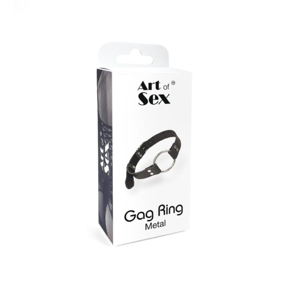 купить Кляп Металлическое кольцо из натуральной кожи Art of Sex - Gag Ring Metal, цвет Черный