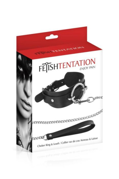 купить Ошейник с большим кольцом и с поводком Fetish Tentation Ring and Leash