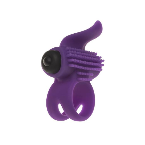 купить Эрекционное виброкольцо Adrien Lastic Bullet Lastic Ring с язычком и щеточкой для стимуляции клитора