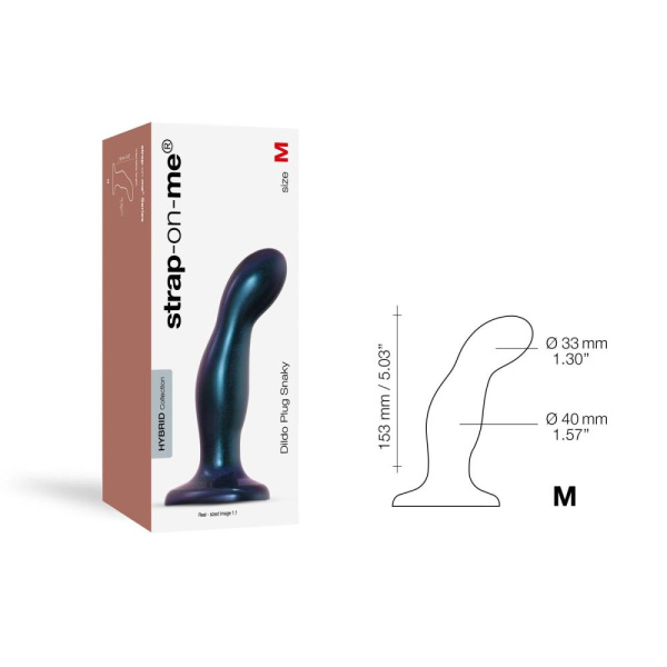 купити Дилдо Strap-On-Me DILDO PLUG SNAKY METALLIC BLUE, розмір M, діаметр 4 см, ввідна довжина 15,3 см