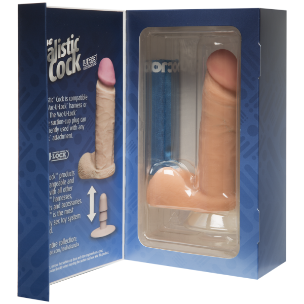 купить Фаллоимитатор Doc Johnson The Realistic Cock 6 inch White - ULTRASKYN, Vack-U-Lock, диаметр 4,3см