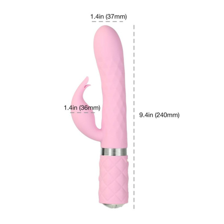 фото Роскошный кролик с ротацией и вибрацией Pillow Talk Lively, Pink, кристалл Сваровски, тройной отрост  || фото Розкішний кролик з ротацією та вібрацією Pillow Talk Lively Pink, кристал Сваровскі, потрійний відро 