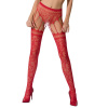 фото Эротические колготки-бодистокинг Passion S003 red, имитация кружевных чулок и трусиков