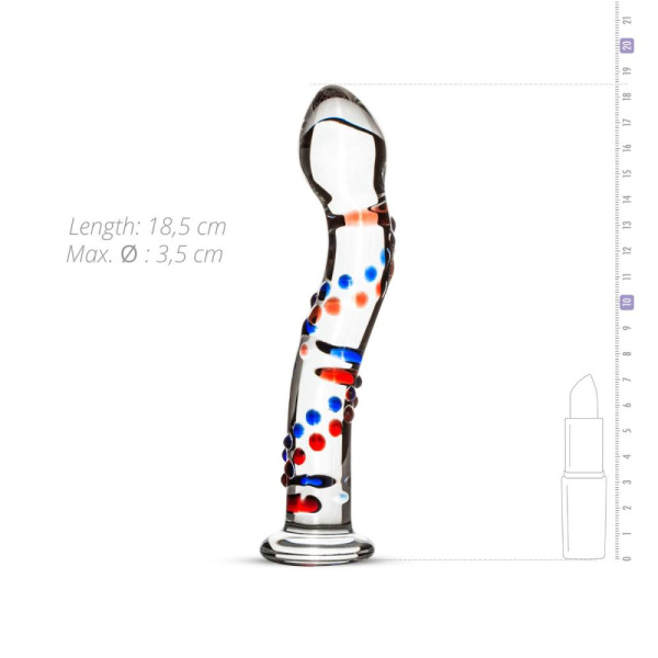 купить Стеклянный дилдо с изгибами и рисунком Gildo Glass Dildo No. 3