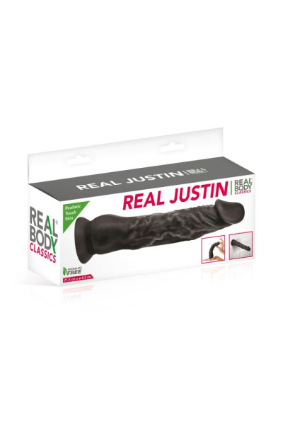 купить Фаллоимитатор с присоской Real Body - Real Justin Black, TPE, диаметр 4,2см