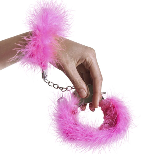 купить Наручники металлические Adrien Lastic Handcuffs Pink с розовой пушистой отделкой