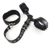 фото Фиксаторы для шеи и рук Art of Sex - Bondage Set из натуральной кожи, цвет черный  || фото Фіксатори для шиї та рук Art of Sex - Bondage Set з натуральної шкіри, колір чорний 