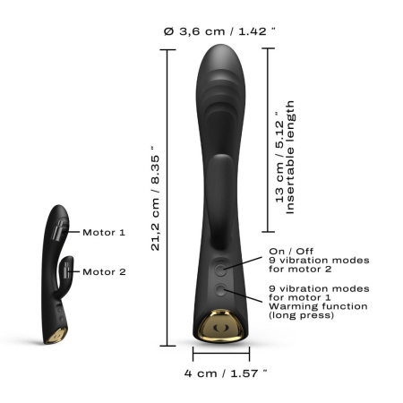 фото Вибратор-кролик с подогревом Dorcel FLEXI RABBIT BLACK, гибкий ствол  || фото Вібратор-кролик з підігрівом Dorcel FLEXI RABBIT BLACK, гнучкий стовбур 
