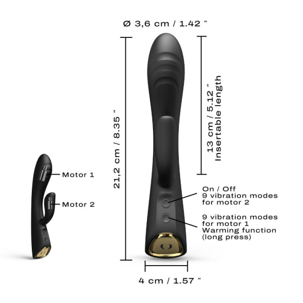 купить Вибратор-кролик с подогревом Dorcel FLEXI RABBIT BLACK, гибкий ствол