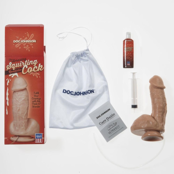 купить Кончающий фаллоимитатор Doc Johnson The Amazing Squirting Realistic Cock, ПВХ, диаметр 5,1см