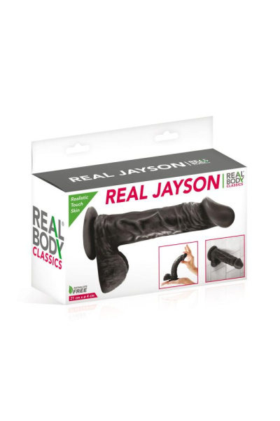 купить Фаллоимитатор на присоске Real Body - Real Jayson Black, TPE, диаметр 4см