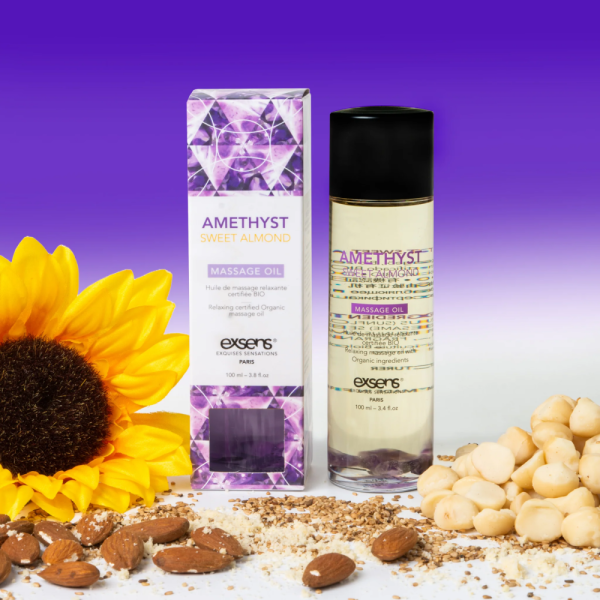 купить Массажное масло EXSENS Amethyst Sweet Almond (расслабляющее с аметистом) 100мл, натуральное