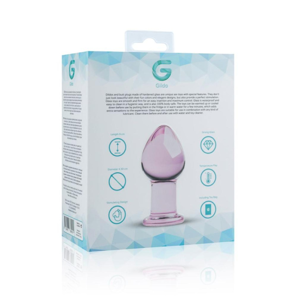 купить Розовая анальная пробка из стекла Gildo Pink Glass Buttplug No. 27