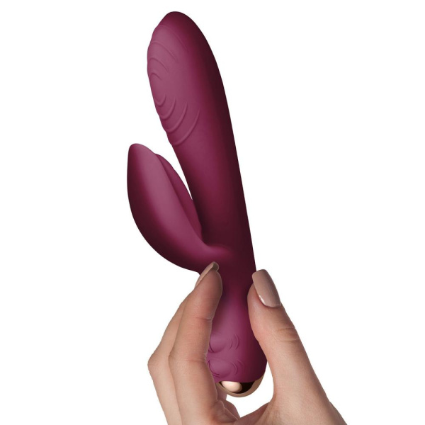купить Вибратор-кролик Rocks Off Every Girl Burgundy, два мотора, разноцветная LED-подсветка, мощный