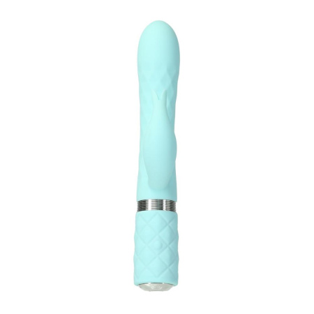 фото Роскошный кролик с ротацией и вибрацией Pillow Talk Lively, Teal, кристалл Сваровски, тройной отрост  || фото Розкішний кролик з ротацією та вібрацією Pillow Talk Lively Teal, кристал Сваровскі, потрійний відро 