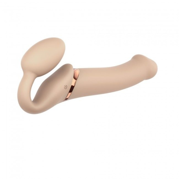 купить Безремневой страпон с вибрацией Strap-On-Me Vibrating Flesh L, диаметр 3,7см, пульт ДУ, регулируемый
