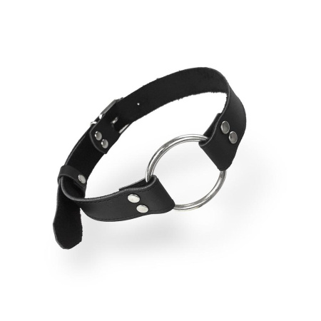фото Кляп Металлическое кольцо из натуральной кожи Art of Sex - Gag Ring Metal, цвет Черный  || фото Кляп Металеве кільце із натуральної шкіри Art of Sex - Gag Ring Metal, колір Чорний 