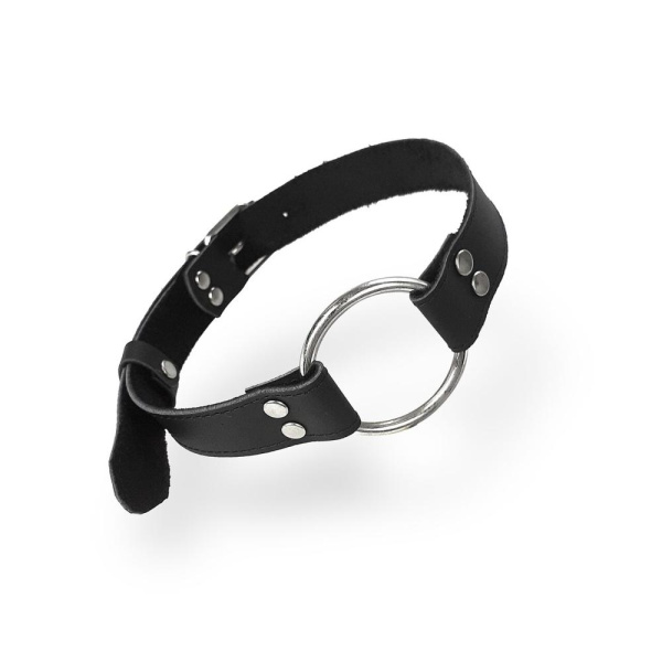 купить Кляп Металлическое кольцо из натуральной кожи Art of Sex - Gag Ring Metal, цвет Черный