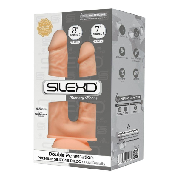 купить Фаллоимитатор двойной SilexD Double Gusto Flesh (Model 1 size 8" & 7"), двухслойный, силикон + Silex