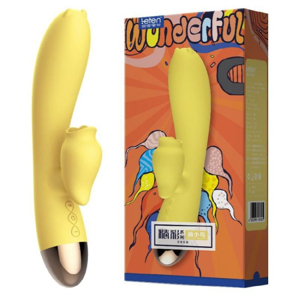 купить Вибратор-кролик с подогревом и шаловливым язычком для клитора Leten Wonderful Yellow