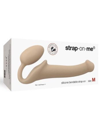 фото Безремневой страпон Strap-On-Me Flesh M, полностью регулируемый, диаметр 3,3см  || фото Безремневий страпон Strap-On-Me Flesh M, повністю регульований, діаметр 3,3см 