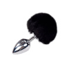 фото Металлическая анальная пробка Кроличий хвостик Alive Fluffy Plug L Black, диаметр 3,9 см