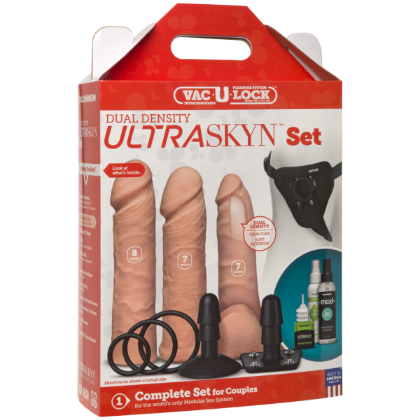 купити Набір для страпона Doc Johnson Vac-U-Lock Dual Density UltraSKYN Set, діаметр 3×4,5см