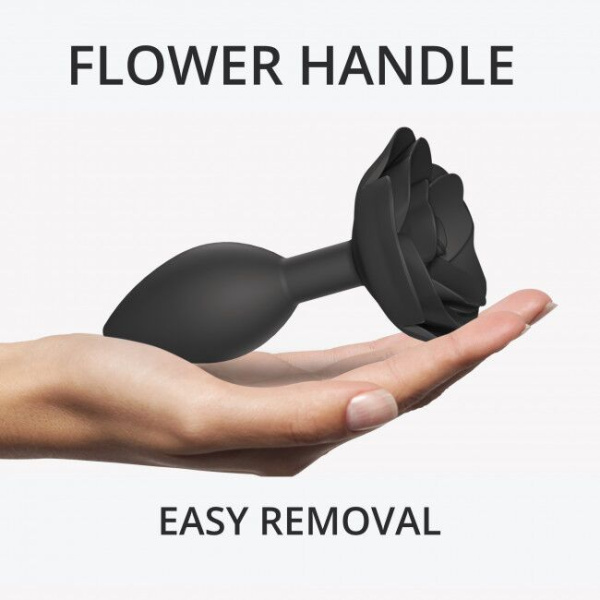 купить Силиконовая анальная пробка Love To Love OPEN ROSES L SIZE - BLACK ONYX
