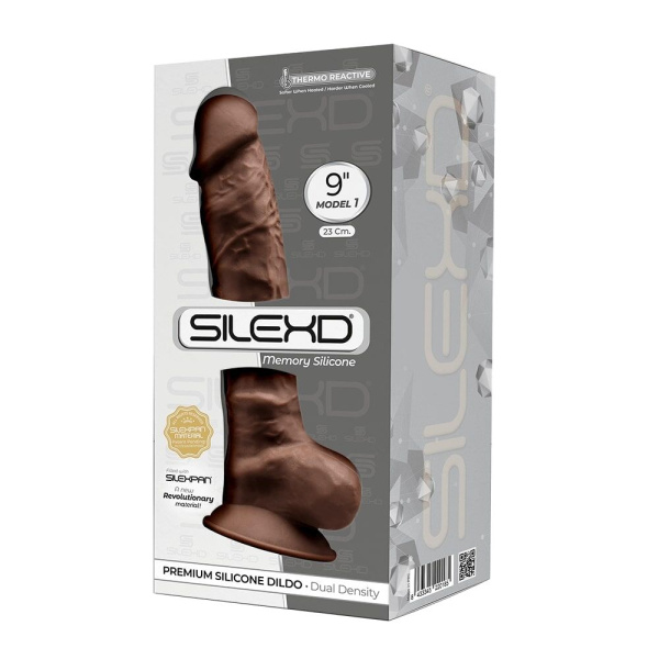 купить Фаллоимитатор SilexD Tomas Brown (MODEL 1 size 9in), двухслойный, силикон+Silexpan, диаметр 4,9см