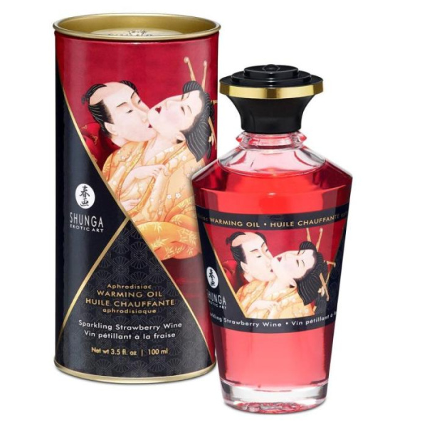 купить Разогревающее масло Shunga Aphrodisiac Warming Oil - Sparkling Strawberry Wine (100 мл) без сахара