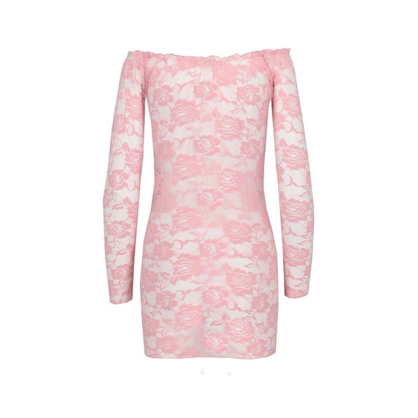 купить Прозрачная сорочка с длинным рукавом YOLANDA CHEMISE pink L/XL - Passion, трусики