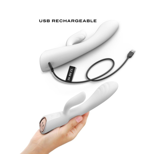 купить Вибратор-кролик с подогревом Dorcel FLEXI RABBIT WHITE, гибкий ствол