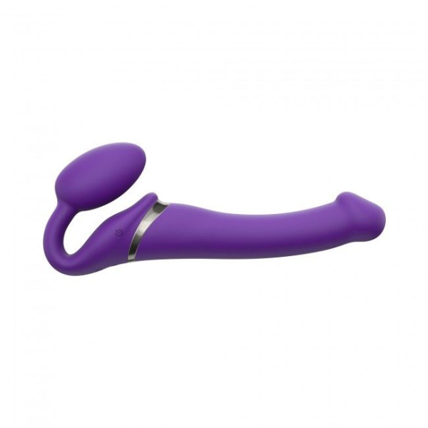 купить Безремневой страпон с вибрацией Strap-On-Me Vibrating Violet M диаметр 3,3см, пульт ДУ, регулируемый