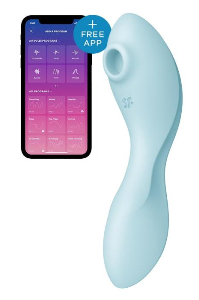 купити Вакуумний смарт-стимулятор із вібрацією Satisfyer Curvy Trinity 5 (Blue), керування зі смартфона