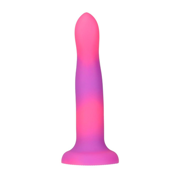 купить Светящийся в темноте фаллоимитатор ADDICTION - Rave - 8" Glow in the Dark Dildo - Pink Purple