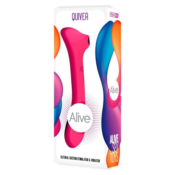 купити Вібратор та вакуумний кліторальний стимулятор 2-в-1 Alive Quiver Magenta Pink оновлена ​​модель