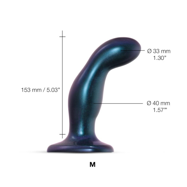 купити Дилдо Strap-On-Me DILDO PLUG SNAKY METALLIC BLUE, розмір M, діаметр 4 см, ввідна довжина 15,3 см