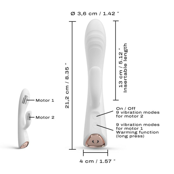 купить Вибратор-кролик с подогревом Dorcel FLEXI RABBIT WHITE, гибкий ствол
