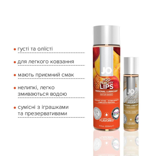 купити Комплект смакових лубрикантів System JO GWP — Peaches & Cream — Peachy Lips 120 мл & H2O Vanilla 30