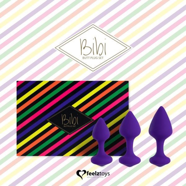 купить Набор силиконовых анальных пробок FeelzToys - Bibi Butt Plug Set 3 pcs Purple