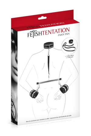 фото Фиксатор для рук и шеи с поводком Fetish Tentation Submission bar with handcuffs and collar  || фото Фіксатор для рук і шиї з повідцем Fetish Tentation Submission bar with handcuffs and collar 