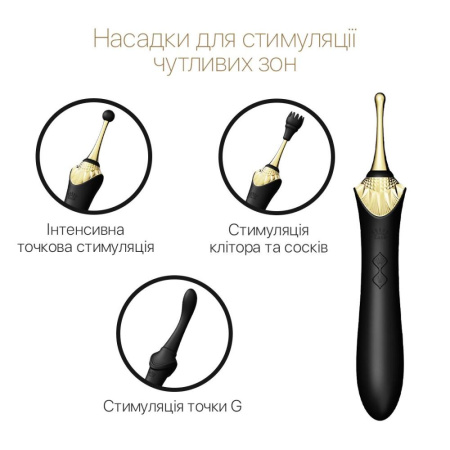 фото Вагинально-клиторальный вибратор Zalo — Bess Obsidian Black, мультифункциональный с насадками  || фото Вагінально-кліторальний вібратор Zalo — Bess Obsidian Black, мультифункціональний із насадками 
