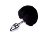 фото Металлическая анальная пробка Кроличий хвостик Alive Fluffy Plug S Black, диаметр 2,8 см