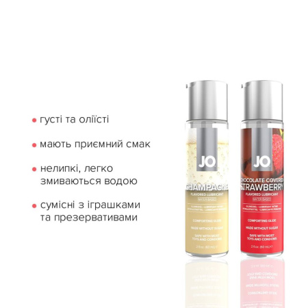 фото Набор лубрикантов System JO Sweet&Bubbly — Champagne & Chocolate Covered Strawberry (2×60 мл)  || фото Набір лубрикантів System JO Sweet&Bubbly — Champagne & Chocolate Covered Strawberry (2×60 мл) 