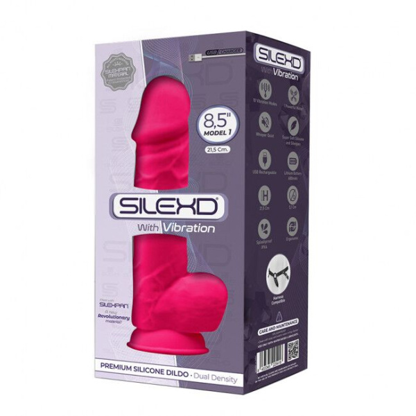 купить Фаллоимитатор с вибрацией SilexD Norman Vibro Pink (MODEL 1 size 8,5in), двухслойный, диаметр 5см